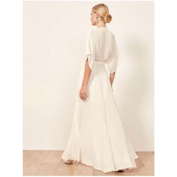 Reformation Women’s Cream Off White Winslow Elegant Wrap Maxi Dress - Picture 4 of 14